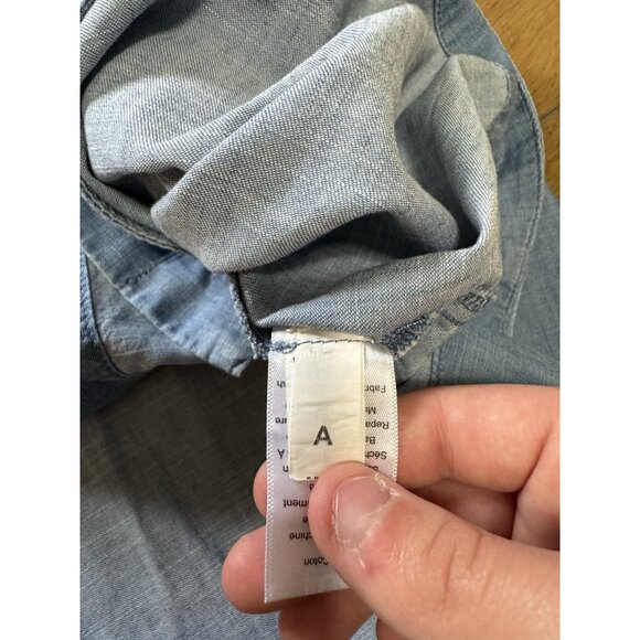 Talbots Button Front Skirt Women Sz 4 Petite Lightweight Blue Denim Cotton City - Picture 6 of 13